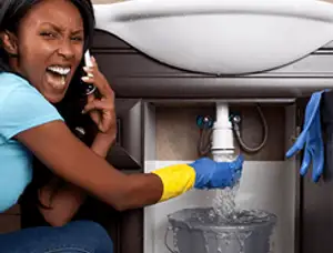 Emergency plumbing repair for a leaking sink drain under a bathroom vanity in Vancouver, WA
